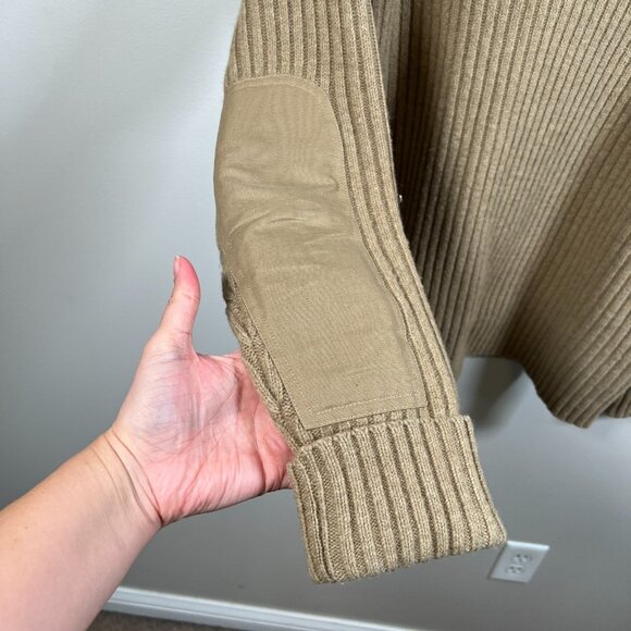 L.L. Bean Commando Merino Wool Sweater Size XL Henley Elbow Patches Brown - Picture 5 of 9